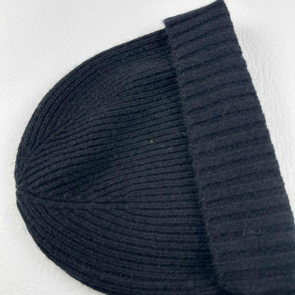Nordstrom 100% Cashmere Rib Knit Beanie Hat Black One Size Soft Luxury NWT - Picture 10 of 10